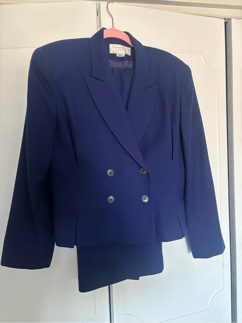 Dior Women's Double-Breasted Deep Blue Blazer skirt set “The Suit”